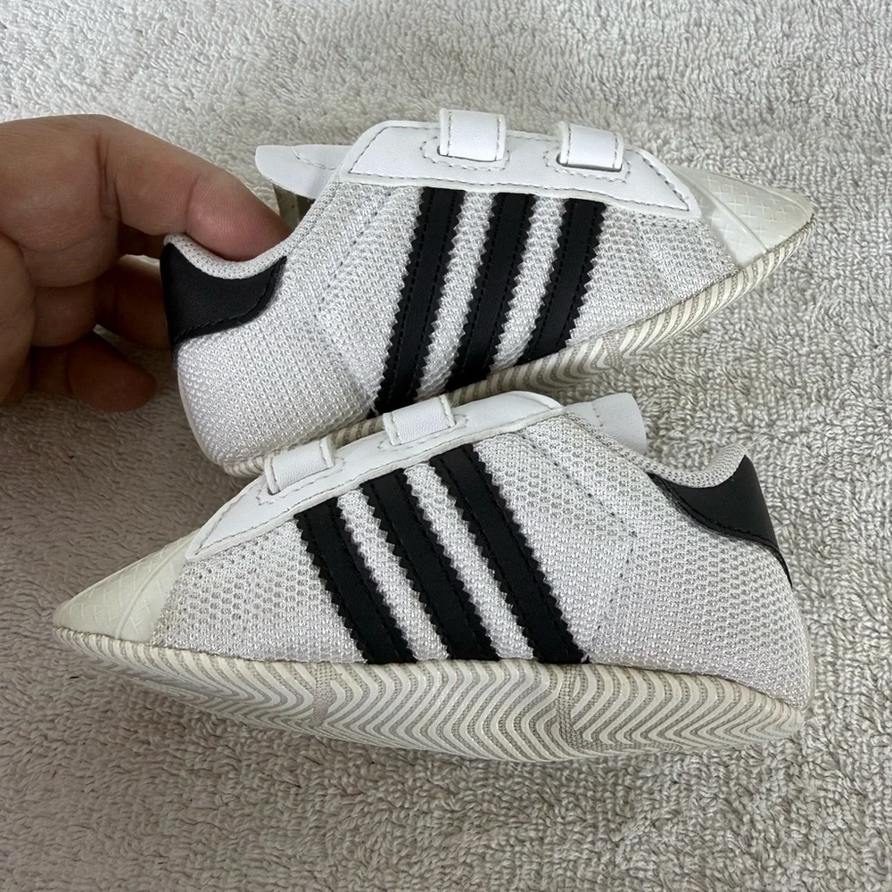 Adidas Superstar Ortholite Baby Infant Soft Shoes‎ Sneakers Black White Size 5